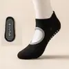 Calcetines de silicona antideslizantes profesionales para interior, fitness, yoga, Pilates para mujer, huecos, con talón abierto, transpirables, absorbentes de sudor, de longitud corta