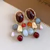 Brincos de tarracha plissados ovais com borboleta cravejada de diamantes e agulha de prata usados design retrô vintage brincos de nicho para mulheres