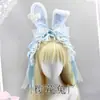 Diadema de Encaje con Lazo Lolita, Accesorio para el Cabello Estilo Lolita de Flor de Cerezo, Diadema Kc de Orejas de Conejo de Peluche, Accesorio para el Cabello de Halloween