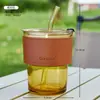 Regalos Promocionales al por Mayor Vasos Dobles para Beber Vasos de Vidrio Vasos de Agua Vasos de Bambú con Impresión de Logo y Tapas para Uso en Casa Vasos de Café