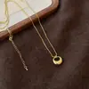 Colar Pingente Oval Geométrico Banhado a Ouro 18K Real Luxo Leve Nicho Toque de Alto Padrão Corrente para Suéter Colar Estilo Simples