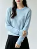 Suéter de punto trenzado de tres cabos con cuello redondo para mujer, prenda base para otoño e invierno, tejido grueso, elegante, holgado, versátil