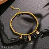 Pingente de Coração Pequeno com Diamante Esmaltado Azul Queimado Pulseira Trançada Feita à Mão Design Original DIY Pulseira Estilo Chinês Novo
