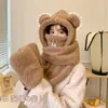 Máscara de Oso, Gorro, Bufanda, Gorro Todo en Uno, Guantes de Invierno para Mujer Adulta, Bufanda para el Cuello, Cortavientos para Ciclismo, Lindo y Cálido Tres en Uno