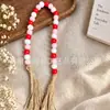 Ins Amazon Estilo Pastoral Europeo y Americano Cadena de Cuerda de Cáñamo con Borla de Cuentas de Madera Decoración para Habitación del Hogar Sala de Estar Amarre de Cortina Hecho a Mano