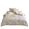 Colcha de verão simples e luxuosa em mistura de algodão e linho bordada com 10% de enchimento de fibra de soja, lavável, macia e fofa, adequada para primavera, outono e inverno