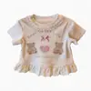 Nuevo lindo conjunto de dos piezas para bebés y niños pequeños, cómodo y práctico, camiseta de manga corta de dibujos animados y conjunto de pantalones antimosquitos para niñas