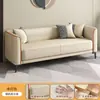 Sofá de couro pequeno para sala de estar e quarto, design moderno simples para apartamentos de aluguel, área de estar de apartamento de três lugares, sofá de madeira estilo italiano de dois lugares