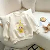 Nova Blusa de Moletom Forrada com Lã Infantil Estilo Outono/Inverno Top para Meninos e Meninas Aconchegante Quente de Inverno Estampa de Desenho Outerwear Manga Longa