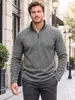 Suéter de punto teñido en hilo TK para hombre transfronterizo, otoño/invierno, cuello alto, talla grande, transpirable, elástico, manga larga, capa base, sudadera deportiva