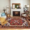 Tapete de Sala de Estar Retrô Estilo Chinês Transfronteiriço, Lavável, Faux Cashmere, Resistente a Manchas, Fácil de Cuidar, Absorvente de Água, Tapete Macio de Cabeceira