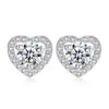 Estilo Igual al de Celebridad de Internet Traje de Joyería de Zirconia con Forma de Corazón para Mujer Estilo Coreano Simple Elegante Traje de Collar y Aretes con Forma de Corazón Ins Trendy