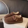 Zapatos Boken para Mujer de Terciopelo Engrosado Cálidos Planos Botas de Nieve 2025 Nuevos Mocasines de Invierno Zapatos de Algodón Boken Doudou