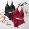 Conjunto de Sutiã Feminino Estilo Verão Respirável e Amigo da Pele Sutiã Francês Sem Aro Rendas Sexy Lingerie Conjunto de Duas Peças