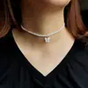 Joia Transfronteiriça Europeia e Americana Mais Vendida Colar de Pérolas de Luxo Leve Estilo Doce Cool Corrente para Clavícula com Laço de Fita Amor
