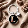 Chaveiro de Flor Rosa Mais Vendido no Exterior Letra A-Z Moda Retrô Pedra do Tempo Chaveiro de Carro Personalizado Atacado