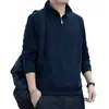 Comercio Exterior Estilo Americano Patchwork Sudadera con Media Cremallera para Hombre Más Terciopelo Otoño Invierno Nueva Camisa Polo Holgada Cuello Alto Manga Larga Superior para Hombre