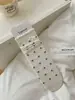 Meias de Algodão Puro para Primavera e Verão para Mulheres, Meias de Cano Médio com Laço e Estampa de Estrela, Meias Largas (Slouch Socks), Meias Longas Femininas Estilo College, Meias Sem Costura