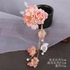 Tocado de flores Hanfu, horquilla de seda con flores, accesorios para el cabello con borlas y clip lateral, tocado de estilo antiguo para mujer, horquilla de flores, accesorios con clip de flores