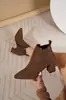 Botines de tobillo para mujer, nuevo estilo otoño e invierno, tacón grueso, botines elegantes de punta, cremallera lateral, forro de felpa para abrigar, botas de moda nuevas