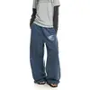 Pantalones de chándal anchos de pierna recta, estilo retro americano hecho en fábrica, con estampado de letras desgastado y cordón, diseño unisex, pantalones largos casuales
