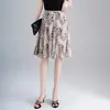 Falda Nueva con Estampado de Leopardo para Mujer 2026, Verano, Longitud Media, Cintura Alta, Diseño Adelgazante, Falda de Línea A Moderna y Versátil