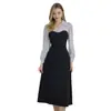 Novos Vestidos Femininos Europeus e Americanos Amazon Alto Padrão Temperamento Estilo Hepburn Vestido de Retalhos Preto Atacado