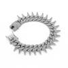 Europa y Estados Unidos más vendidos espinas de 20 mm con espinas y diamantes cadena cubana marca de moda rock rap hip-hop collar de aleación de zinc fábrica