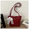 Bolso Cubo Nuevo de Encaje con Lazo Estilo Coreano, Bolso Cruzado Versátil de Nicho Nuevo, Bolso de Mano, Bolso de Hombro, Estilo Simple y Relajado