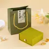 Caja de Joyería Tipo Cajón Estilo Canal Asa de Perla Textura Estéreo Pendientes Collar Anillo Caja Deslizante Caja de Joyería