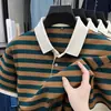 Camisa Polo Rayada de Moda para Hombre Verano Nueva Camiseta de Algodón de Manga Corta para Hombres Jóvenes y de Mediana Edad Promoción Principal