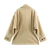 Ropa de comercio exterior para mujer 2026 Moda europea y americana casual simple holgada gabardina con solapa de doble botonadura para mujer B483182