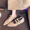 Zapatos Mary Jane Planos con Plataforma y Punta Fina para Mujer, Zapatos Individuales Marrones con Tira Tachonada, Nuevo Modelo Primavera 2026 para Mujer