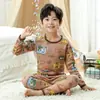 Conjunto de Ropa Interior Térmica con Forro Polar para Niños, Tops y Pantalones de Otoño para Niños, Pijamas Engrosados para Niños, Ropa de Casa de Invierno para Niñas
