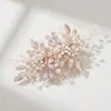 Diseño Original Versátil Accesorios de Novia Peine Floral Simple Europeo y Americano Peine para el Cabello de Dama de Honor con Perlas y Pedrería Hecho a Mano Adorno para el Cabello