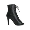 Tacones altos de jazz botines con cordones y punta abierta zapatos de piel tacones transfronterizos zapatos de baile nuevos llegados de comercio exterior europeo y americano Amazon