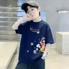 Camiseta de Algodão Tendência com Manga Curta para Meninos, Top Estampado para Bebês e Crianças Pequenas, Roupa Infantil da Moda