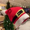 Decoración Navideña Transfronteriza Gorro de Lana Regalo para Adultos Papá Noel Gorro Tejido Rayado Rojo y Verde