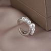 Anillo Ajustable de Plata S925 con Perla Shijia Retro Francés Luz Lujo Moda Elegante Diseño Nicho Anillo para Mujer