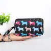 Porta-moedas Feminino Longo Tecido Clutch Três Camadas Zíper Carteira Feminina Grande Capacidade Bolsa para Celular