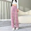 Pantalones Cuadros Gruesos Forrados de Felpa Nuevos para Mujer, Pantalones Casuales Rectos de Invierno, Pantalones de Cintura Alta con Caída, Pantalones Largos de Pierna Ancha para Mujer