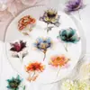 Hermoso Día Pegatinas para Mascotas Serie de Pintura de Flores Flotantes Tema Floral Material de Decoración para Bloc de Notas Pegatinas 15 Piezas