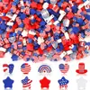 Fatias Coloridas de Argila Macia com Design de Bandeira Americana, Contas Redondas Planas com Furo Reto para Pingentes de Corrente de Celular Artesanais DIY, Atacado