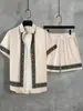 Conjunto de Camisa Masculina de Verão Moda Havaiana Estampado 3D Casual Manga Curta Shorts Conjunto de 2 Peças Comércio Exterior Transfronteiriço
