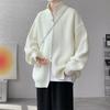 Suéter cárdigan retro con cuello alto para hombre, Otoño Marca de moda americana Cremallera Tejido Estilo High Street Versátil Chaqueta casual