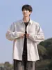 Camisa de Manga Larga con Cuello y Rayas de Moda de Jack para Hombre, Nuevo Estilo Japonés, Camisa Azul Holgada para Primavera y Otoño