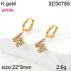 Pendiente de Letra Completa de Diamante PVD Dorado Acero de Titanio Pendientes Nicho Europeo y Americano Lujo Ligero Circonita Incrustada Ear Cuff Mujer Transfronterizo