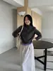 Suéter de Punto Acme de Alta Gama de Lujo Gris Oscuro de Lana de Pelo Largo con Cuello Alto para Mujer, Suéter Abrigo Holgado para Otoño e Invierno 22337