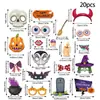 Set de 20 Piezas de Accesorios de Papel para Foto de Mano de Halloween, Calabaza Espeluznante y Calavera Divertidos Accesorios para Selfies de Fiesta al por Mayor