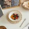 Estilo Ins Coreano Textura Línea Blanca Repujado Mate Tazón Hondo Poco Profundo Hogar Sencillo Postre Snack Pastel Plato Desayuno